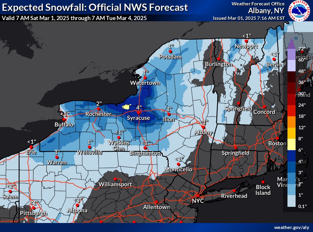 Syracuse To Ontario Lake Effect Snow Warning Starting Tonight In CNY