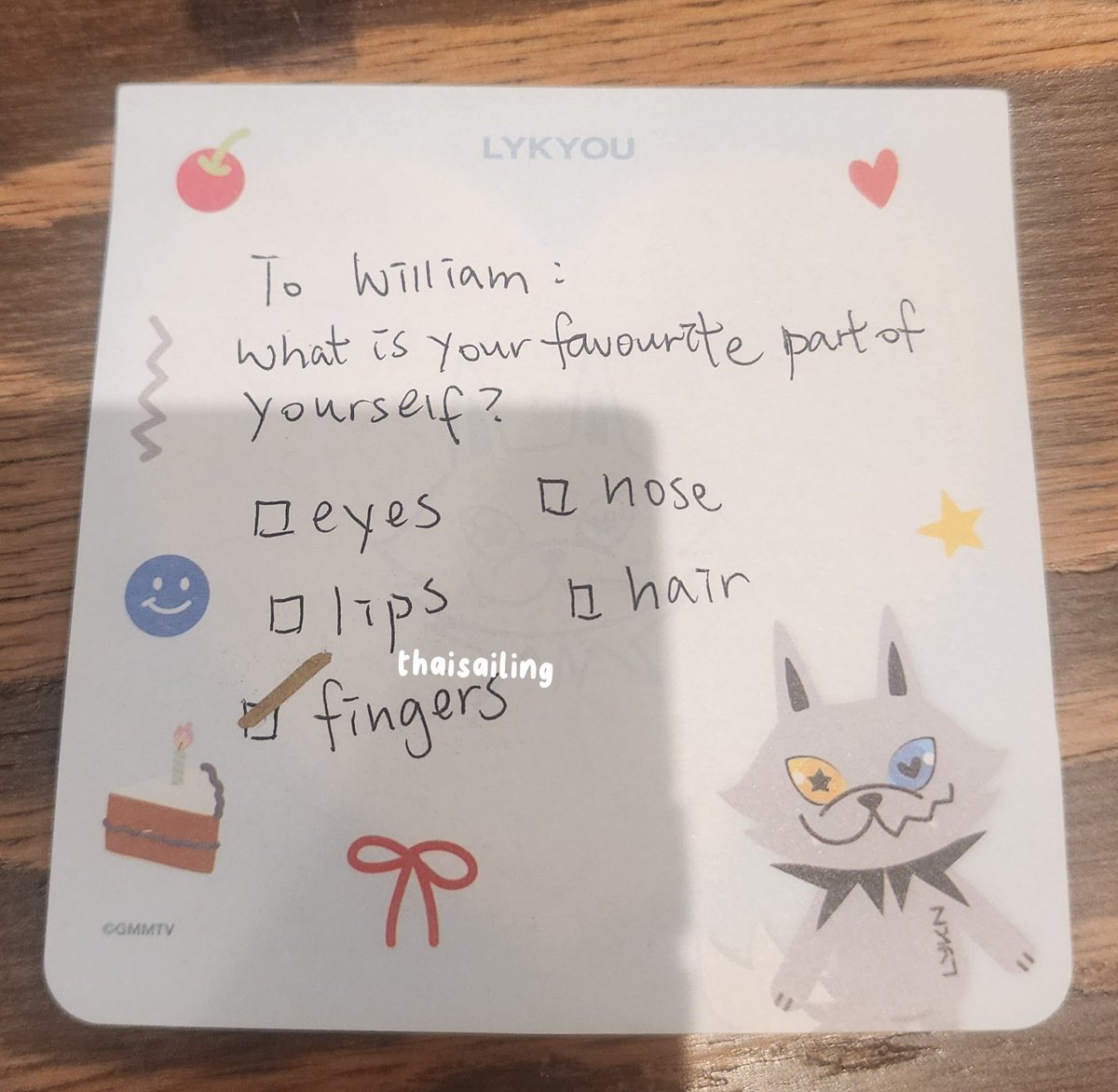 thaisailing1's tweet image. Q for William:
What is your favorite part of yourself?
W(asked me): what do you think?
Me: Many people said they like your fingers 😂😂😂😂
W: (choose fingers)
W: (keep looking at his fingers😂)

#LYKNASIATOURxTOKYO #LYKN #Williamjkp @Williamjkp1