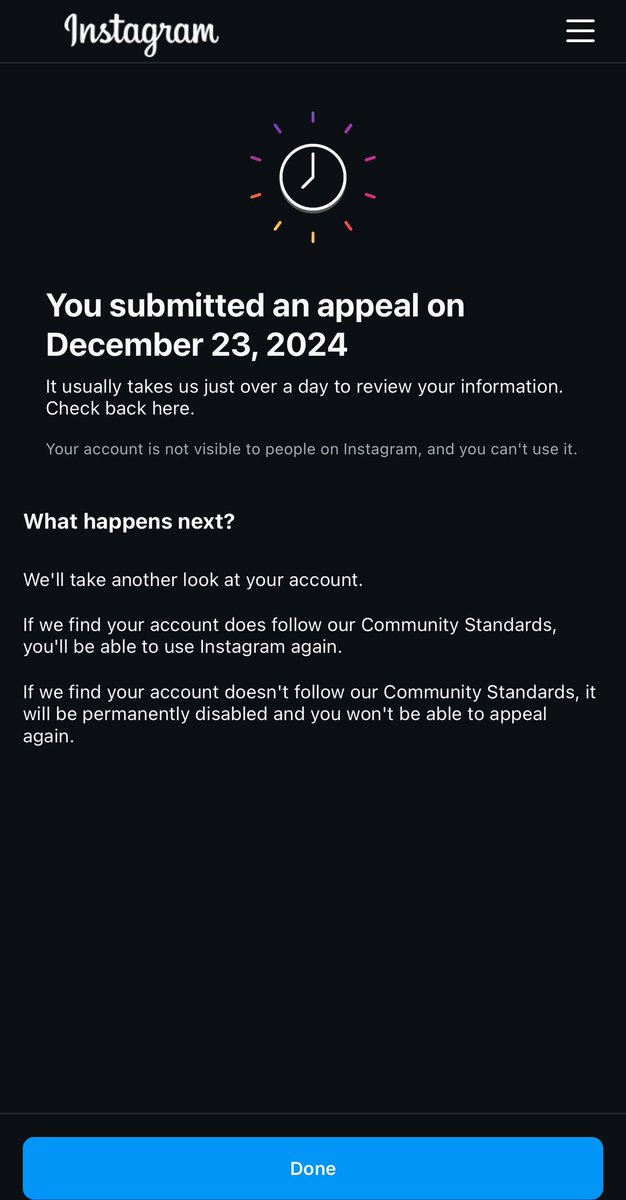 akbardotinfo's tweet photo. Dear @Instagram, @Meta, and Instagram Support Team,

I am reaching out publicly regarding the unexpected suspension of my account, @akbardotinfo. I already submitted an appeal (as shown in the attached screenshot) because I strongly believe this action was taken in error.

I have always adhered to Instagram’s Community Standards and Terms of Service, and I strive to create and share content responsibly. However, my account was disabled without a clear explanation, and I have yet to receive a proper resolution.

I kindly ask the Instagram support team to review my appeal thoroughly and restore my account as soon as possible. This account is an essential platform for me, and I genuinely value being part of the Instagram community.

If anyone from the Instagram or Meta team sees this, I would appreciate any assistance in resolving this issue fairly. I also welcome support from my followers and friends in sharing this post to help bring attention to my case.

Thank you for your time, and I hope to have my account reinstated soon.