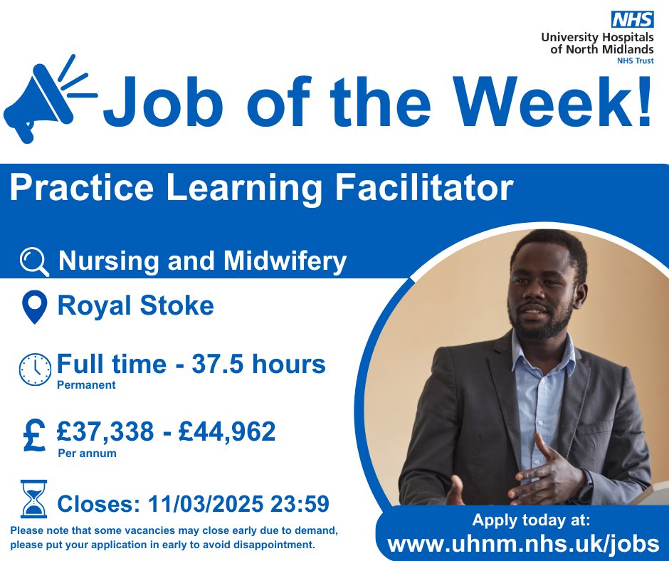 Our Job of the week is our Practice Learning Facilitator! 

This role is an exciting opportunity to provide high quality education and support to registered nurses at UHNM including international nurses and newly registered nurses.

healthjobsuk.com/job/UK/Staffor…