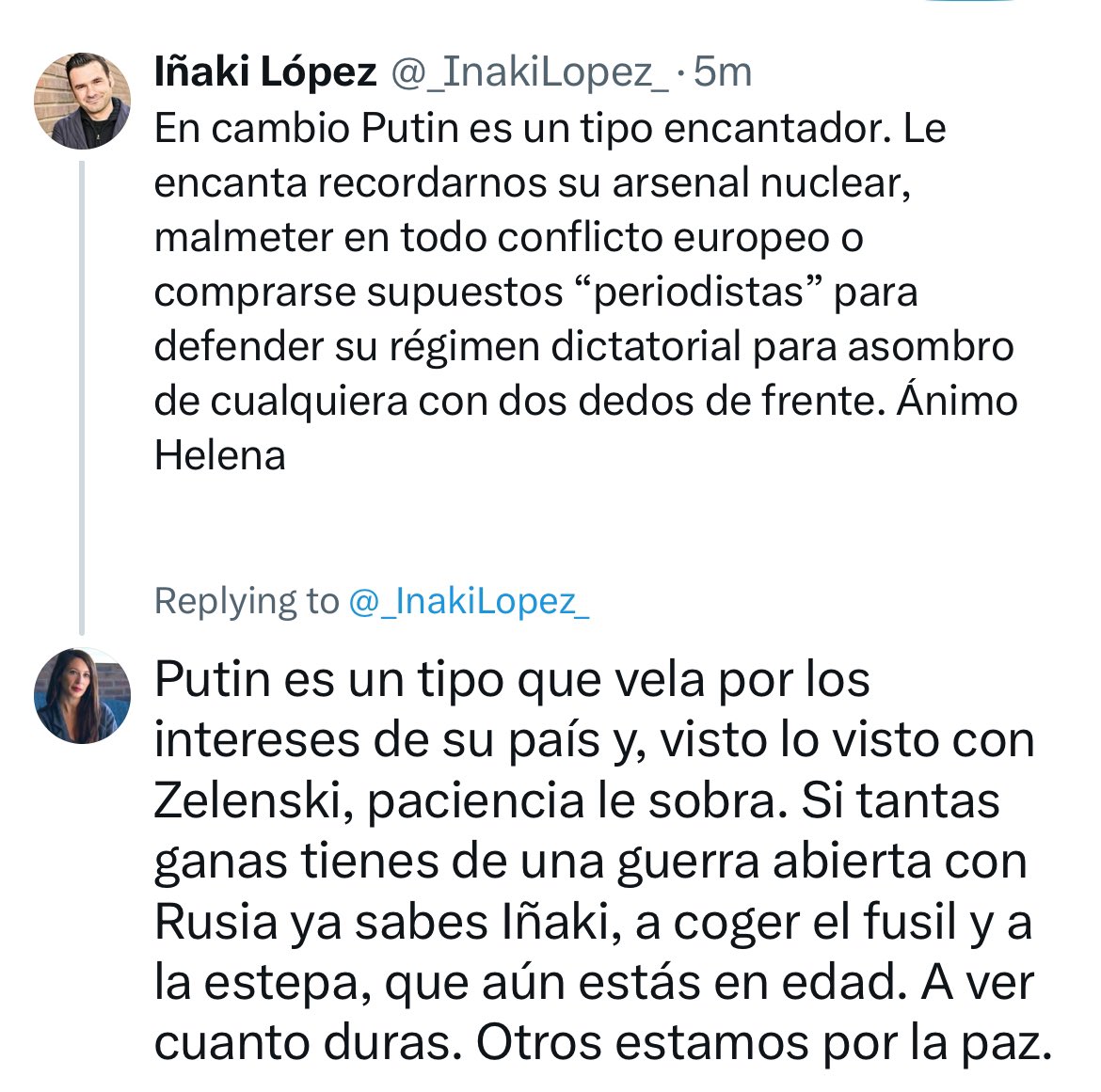 HelenaVillarO's tweet photo. El “valiente” de @_InakiLopez_ me ha bloqueado antes de que pudiera postear esta contestación. Así son, incapaces de aguantar la mínima en X mientras buscan que otros sigan yendo a morir por la OTAN. https://t.co/NcDlxf8Dh7