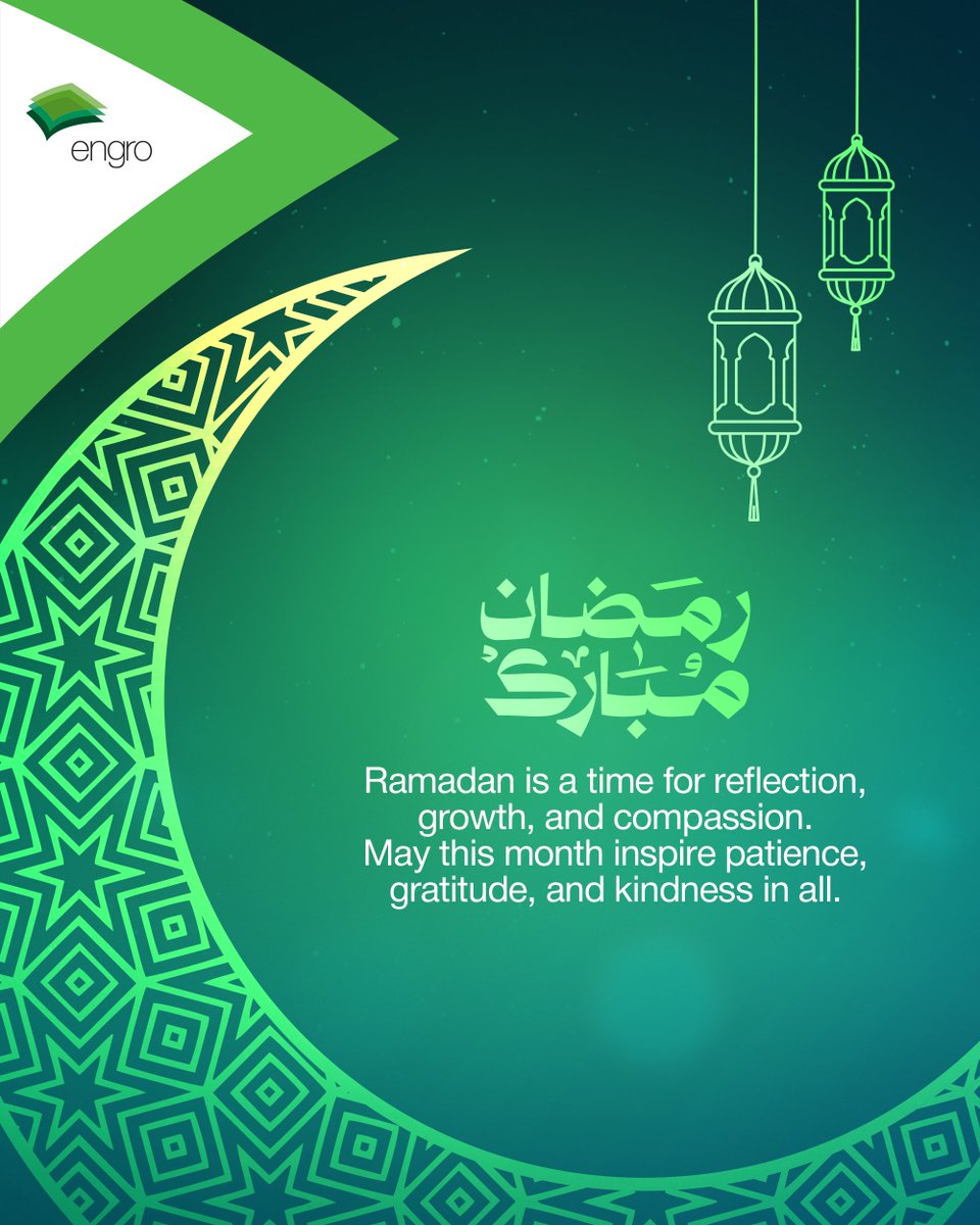 Ramadan is a time to reflect, grow, and uplift those around us. May its spirit inspire kindness and strengthen our character. Wishing you and your family a blessed month.

#Engro #ENablingGROwth #RamadanMubarak
