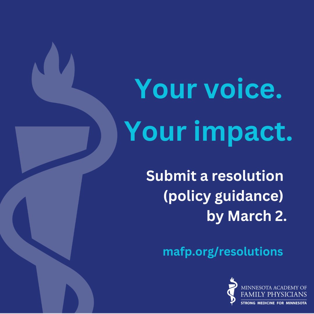 🗣️ YOUR Voice. YOUR Impact. 

Help shape the MAFP’s priorities, advocacy &amp; action! 

Resolutions = your opportunity to drive change + influence the future of family medicine in MN.

📝 Submit resolutions by TOMORROW (Mar. 2).

Open to all MAFP members!

conta.cc/4keN5HP