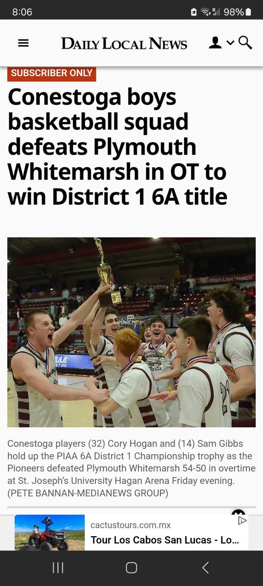 ‼️Conestoga beats Plymouth Whitemarsh in OT to win District 1 6A title‼️