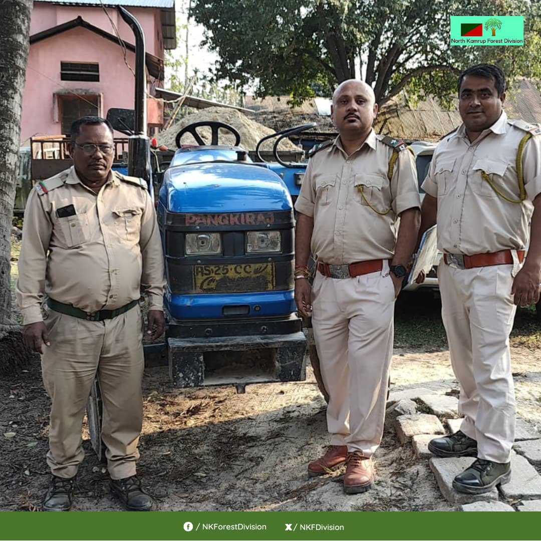 Our Mangaldai Forest Beat Office successfully seized two tractors involved in the illegal transportation of ordinary earth from the Dhansiri River near Koupati. The seized tractors have been kept at Dalgaon Police Station for further investigation and legal proceedings.