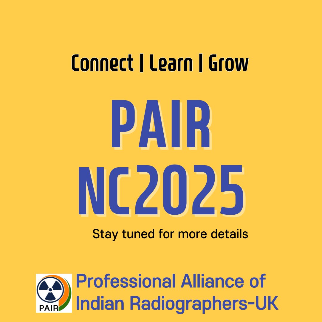 PAIR_UK's tweet photo. **National Conference of PAIR**  Connect | Learn | Grow**  **Stay tuned for more details on:**Follow us on SoR website and PAIR social media channels for updates!#PAIRConference #IndianRadiographers #PAIRNC2025 #Radiography #NationalConference https://t.co/uqBVOBZfQZ