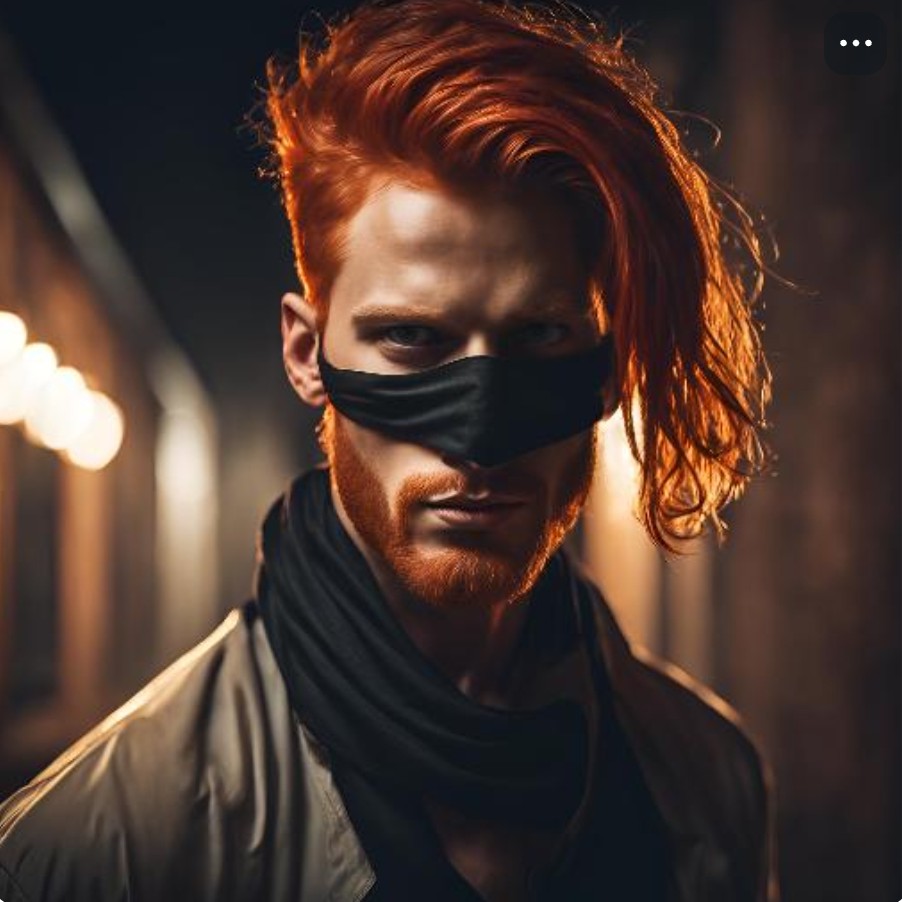 A character in the novel I'm writing has red hair, and I wanted to visualize what he looks like. So, I asked ChatGPT to give me an image of a redhead man wearing a mask... Nailed it!!

#AIfails #writers