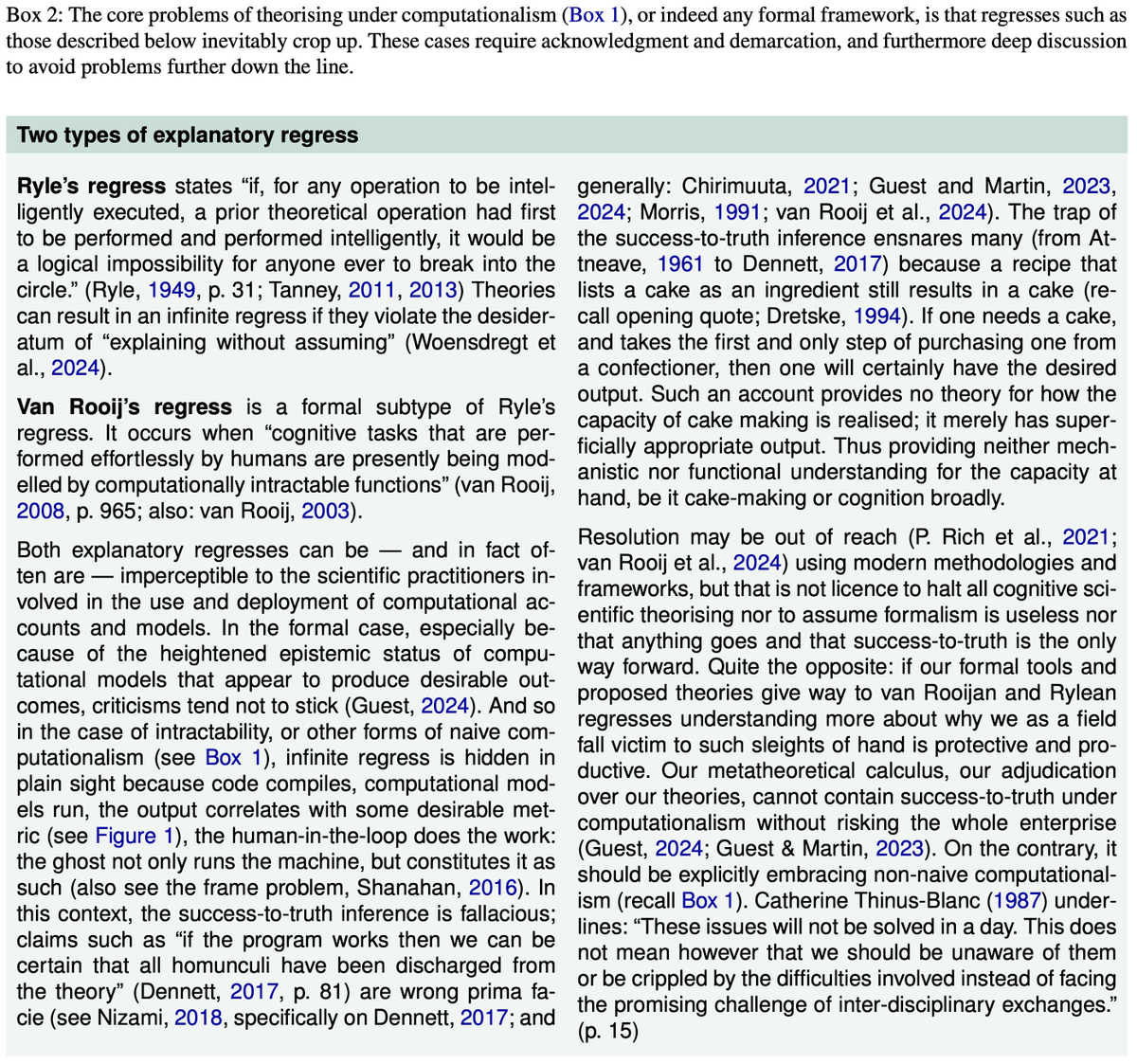 Tired but happy to say this is out w @andrea_e_martin: Are Neurocognitive Representations 'Small Cakes'?
We analyse theories of representation in neuroscience showing how vicious regress, e.g. the homunculus fallacy, is (sadly) alive and well — and importantly how to avoid it. 1/