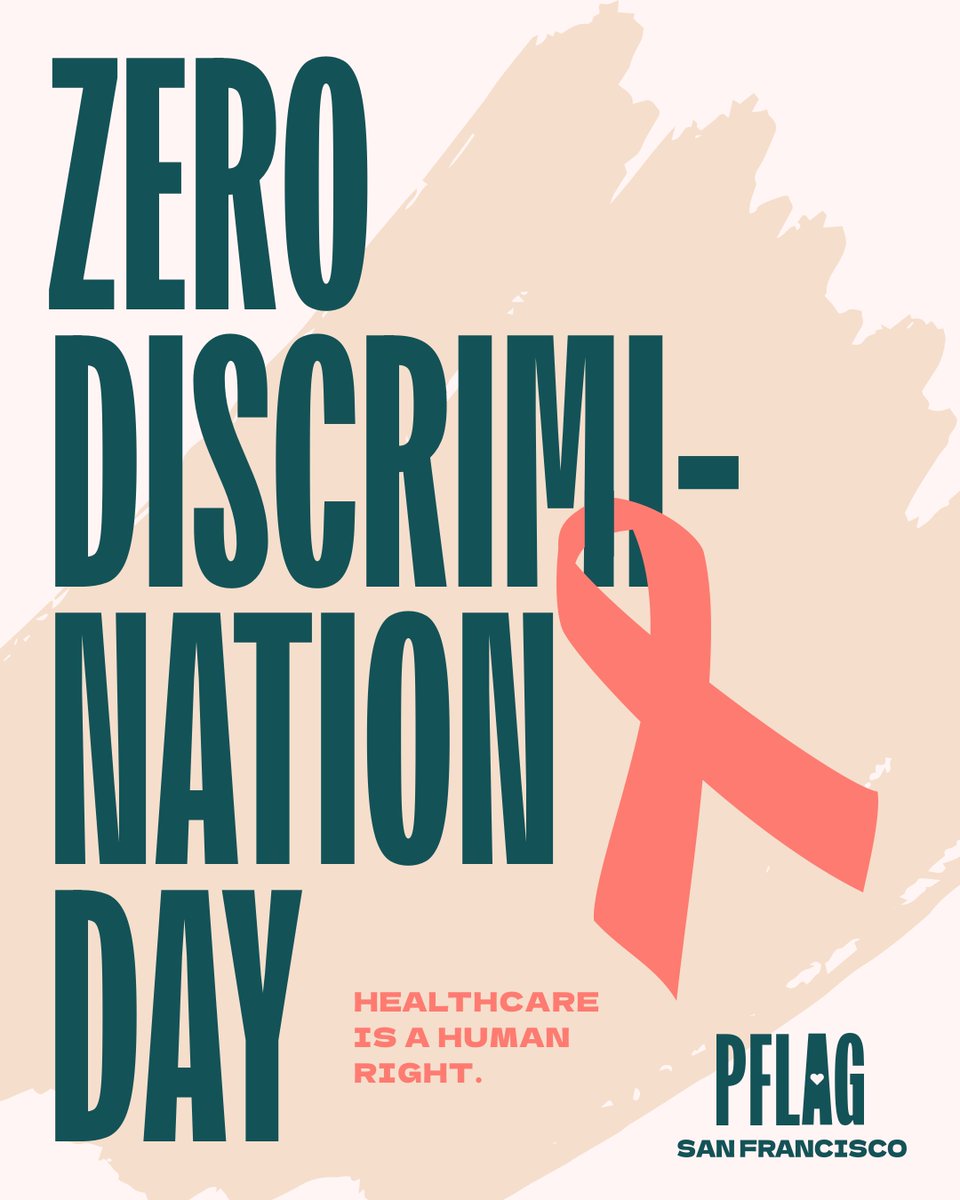 pflagsf's tweet photo. Healthcare is a human right.

On #ZeroDiscriminationDay, we stand against stigma in healthcare. No one should be denied care because of their identity, HIV status, or background. Let’s challenge bias &amp; advocate for health equity!

#ZeroDiscrimination #PFLAGSF #HealthForAll https://t.co/pqvvBcryZG
