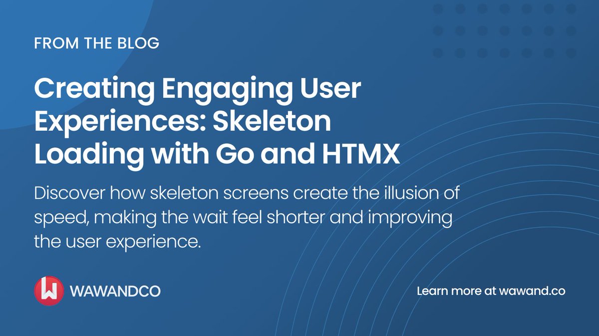 wawandco's tweet photo. Ever visited a page where content feels like it takes forever to load? ⏳ #SkeletonScreens help! By showing placeholders instead of blank spaces, they create a smoother transition.

Learn to implement them with #GoLang, #TailwindCSS &amp; #HTMX👇
https://t.co/xf0h8HqQG7
#FromTheBlog https://t.co/DrIzxQ6InW