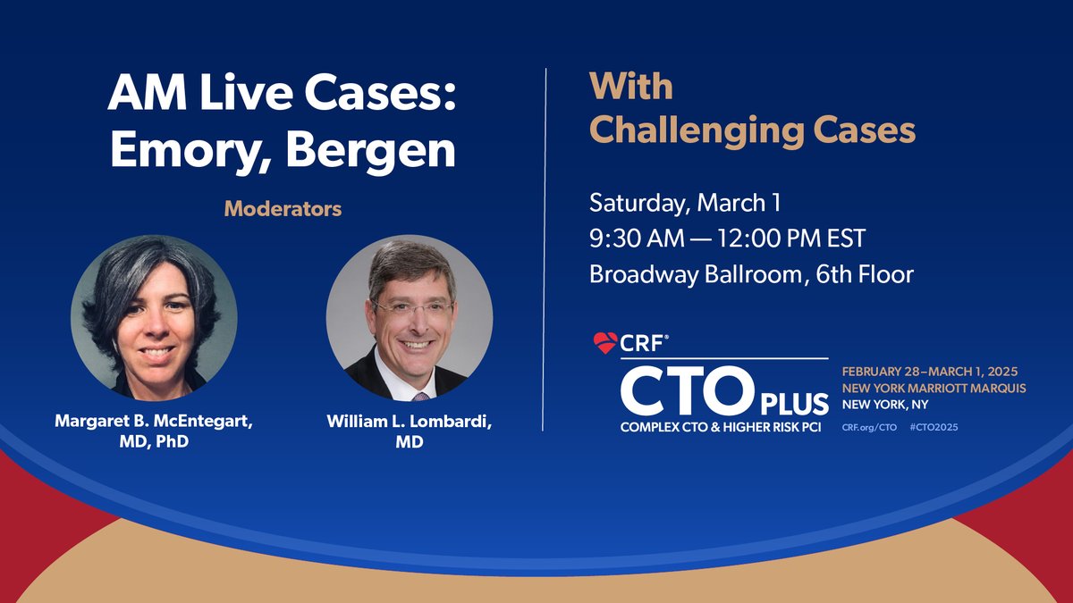 Cardiovascular Research Foundation (@crfheart) on Twitter photo #CTO2025 live cases from <a href="/emoryhealthcare/">Emory Healthcare</a> & Haukeland University Hospital kick off at 9:30 AM ET! 🏥✨ Plus, catch your colleagues presenting challenging cases you won’t want to miss! <a href="/mbmcentegart/">Margaret McEntegart</a> <a href="/DrBillLombardi/">Dr. Bill Lombardi</a> <a href="/rickytiago/">Ricardo Santiago</a> <a href="/RhianEDavies1/">Rhian E. Davies DO MS</a> <a href="/SomPSingh/">Som Singh, MD, MBA</a> <a href="/Warner8592/">Alexander Warner</a> #CardioEd #CTO2025 live cases from <a href="/emoryhealthcare/">Emory Healthcare</a> & Haukeland University Hospital kick off at 9:30 AM ET! 🏥✨ Plus, catch your colleagues presenting challenging cases you won’t want to miss! <a href="/mbmcentegart/">Margaret McEntegart</a> <a href="/DrBillLombardi/">Dr. Bill Lombardi</a> <a href="/rickytiago/">Ricardo Santiago</a> <a href="/RhianEDavies1/">Rhian E. Davies DO MS</a> <a href="/SomPSingh/">Som Singh, MD, MBA</a> <a href="/Warner8592/">Alexander Warner</a> #CardioEd
