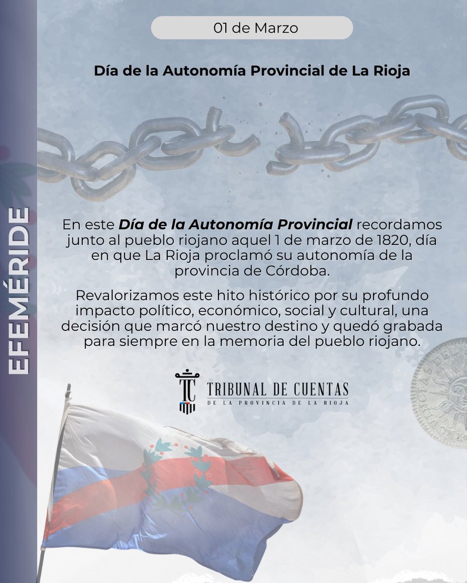 📅 En este #DíaDeLaAutonomíaProvincial, recordamos con orgullo aquel 1 de marzo de 1820, cuando #LaRioja proclamó su autonomía de Córdoba. Un hito histórico que marcó nuestro destino y sigue vivo en la memoria del pueblo riojano. ✨ #OrgulloRiojano #Historia