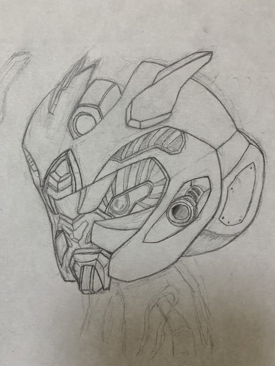 何回やっても逆側のパースが分かんなくて投げやりになったけど、この程度で諦めよう。
カッコ良くもないし、新規性も感じない微妙な顔となってしまった…