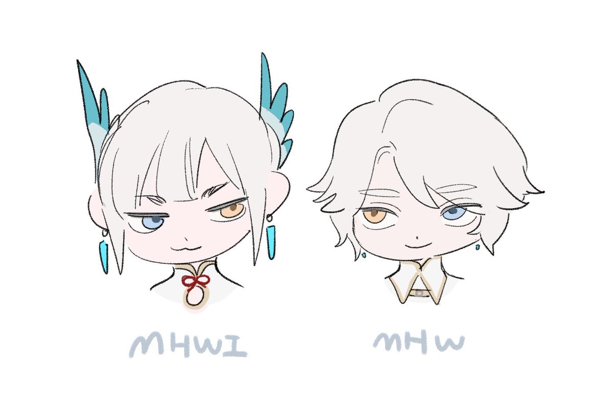 chalyunicorn's tweet image. #MHWilds #mhwi
這次捏了跟上次長差不多，刻意眼睛對比很像不同個性雙子👐