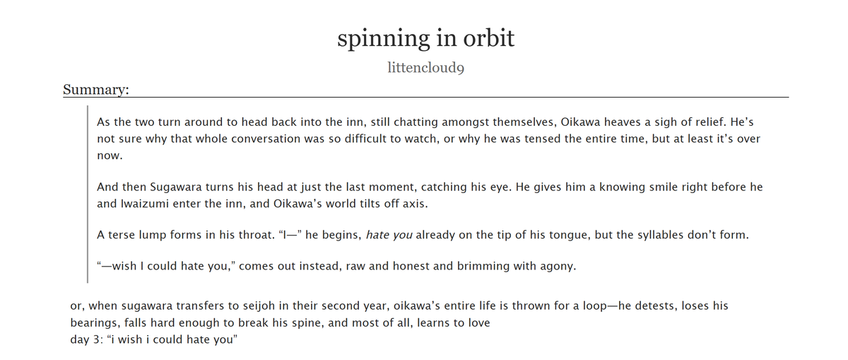 littencloud9's tweet image. #haikyuu #HQRarePairsWeek2025 #iwaoisuga #iwaoi #oisuga #iwasuga #iwaizumihajime #oikawatooru #sugawarakoushi

☀️ [T] 24.8k || iwaoisuga, seijoh!suga AU
🌙 written for day 3 of @HqRarePairsWeek : &quot;i wish i could hate you&quot;

archiveofourown.org/works/63499351