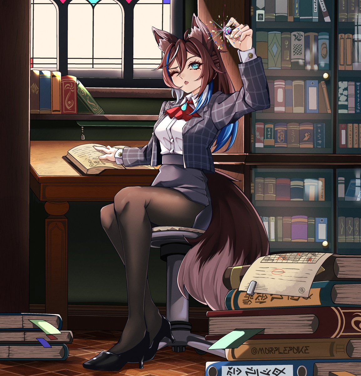 "💎Lyra💎"

Comm I did for <a href="/Shigumeme/">Shiggy</a> of their Oc, Lyra! Really enjoyed working on this! (got carried away with the books)

Thank you for the support!❤️
#ArtistsOnTwitter #digitalillustration #art #drawing #commission #artcommission