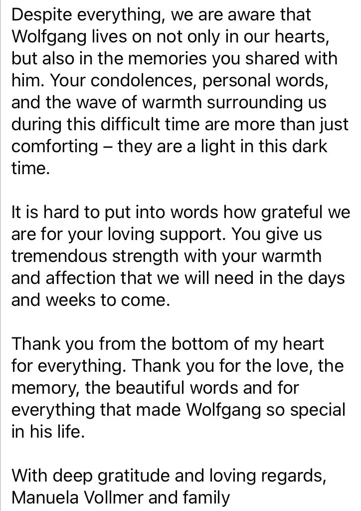 Just passing this on from the FB Wolfgang Meier Fanclub for those who may have not seen it.