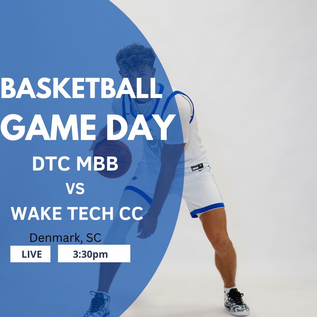 🏀🔵Game day🔵🏀

🆚️ Wake Tech CC
🕢 3:30pm
📺
📍Denmark, SC