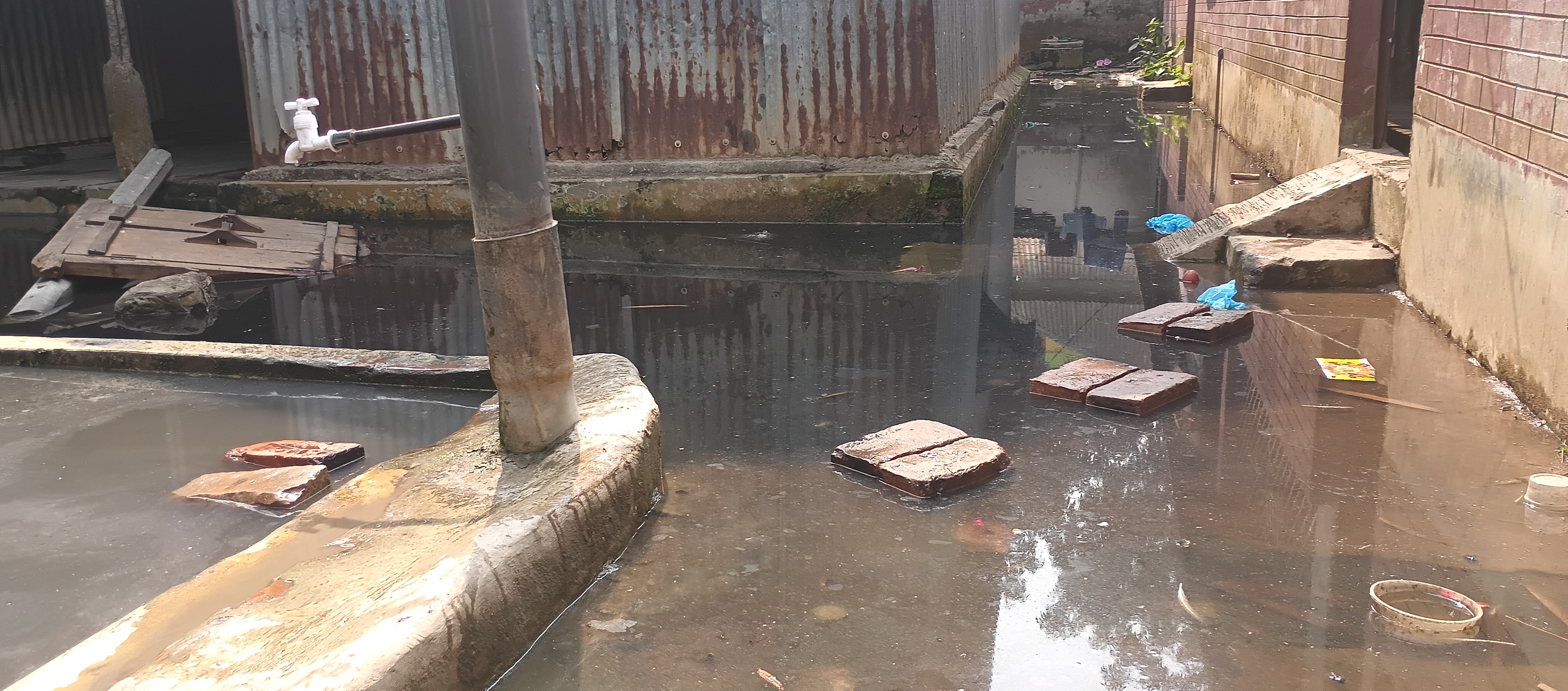 কালিয়াকৈরে মাস ধরে জলাবদ্ধতায় পানি বন্ধি ১১ পরিবার