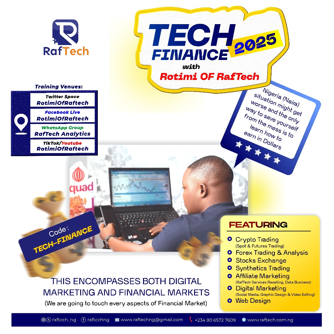 RotimiOfRaftech's tweet image. Every weekend space on #TechFinance will kick start soon...

MORE DETAILS COMING SOON...

@Janburji1 @vixxyrexxy @Ezedavid1994 @IneduDavid @iria_ebenezer @itsDsoft @raftech_ng @Vindicatedchidi @adaora_crypto