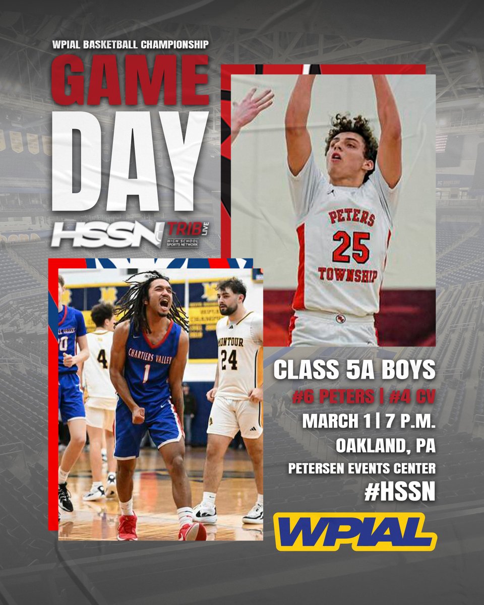 TribLive HSSN (@triblivehssn) on Twitter photo Couple of boys basketball titles remain up for grabs on Day 3
3A Boys (1 pm): #2 <a href="/southallegheny/">South Allegheny SD</a> vs #1 <a href="/ASDquips/">Aliquippa SD</a>
5A Boys (7 pm): #6 <a href="/PTHS_Hoops/">PT Hoop Group</a> vs #4 <a href="/CharValleyHoops/">Chartiers Valley Basketball</a>
👂: bit.ly/HSSNBC
#HSSN Couple of boys basketball titles remain up for grabs on Day 3
3A Boys (1 pm): #2 <a href="/southallegheny/">South Allegheny SD</a> vs #1 <a href="/ASDquips/">Aliquippa SD</a>
5A Boys (7 pm): #6 <a href="/PTHS_Hoops/">PT Hoop Group</a> vs #4 <a href="/CharValleyHoops/">Chartiers Valley Basketball</a>
👂: bit.ly/HSSNBC
#HSSN