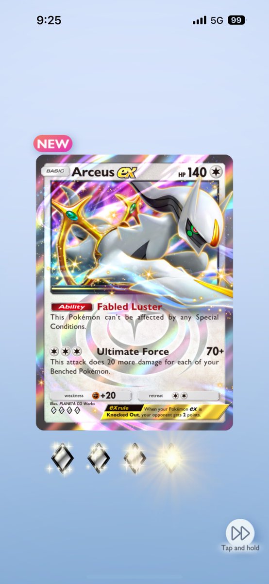 Bruh I can’t make this up. Second day of the new packs again and I pull TWO Arceus EX full arts IN THE SAME PACK!!!! And then I pull another Arceus EX using the hour glasses, what luck is this man #PokemonTCGPocket