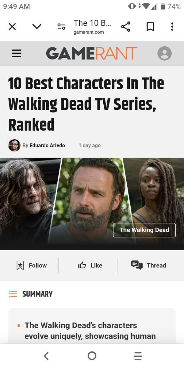 ThisisMeK23's tweet image. The Big 3 at it again. Ranked in the Top 3 on the 10 Best Characters In The Walking Dead TV Series list. 😊👍
