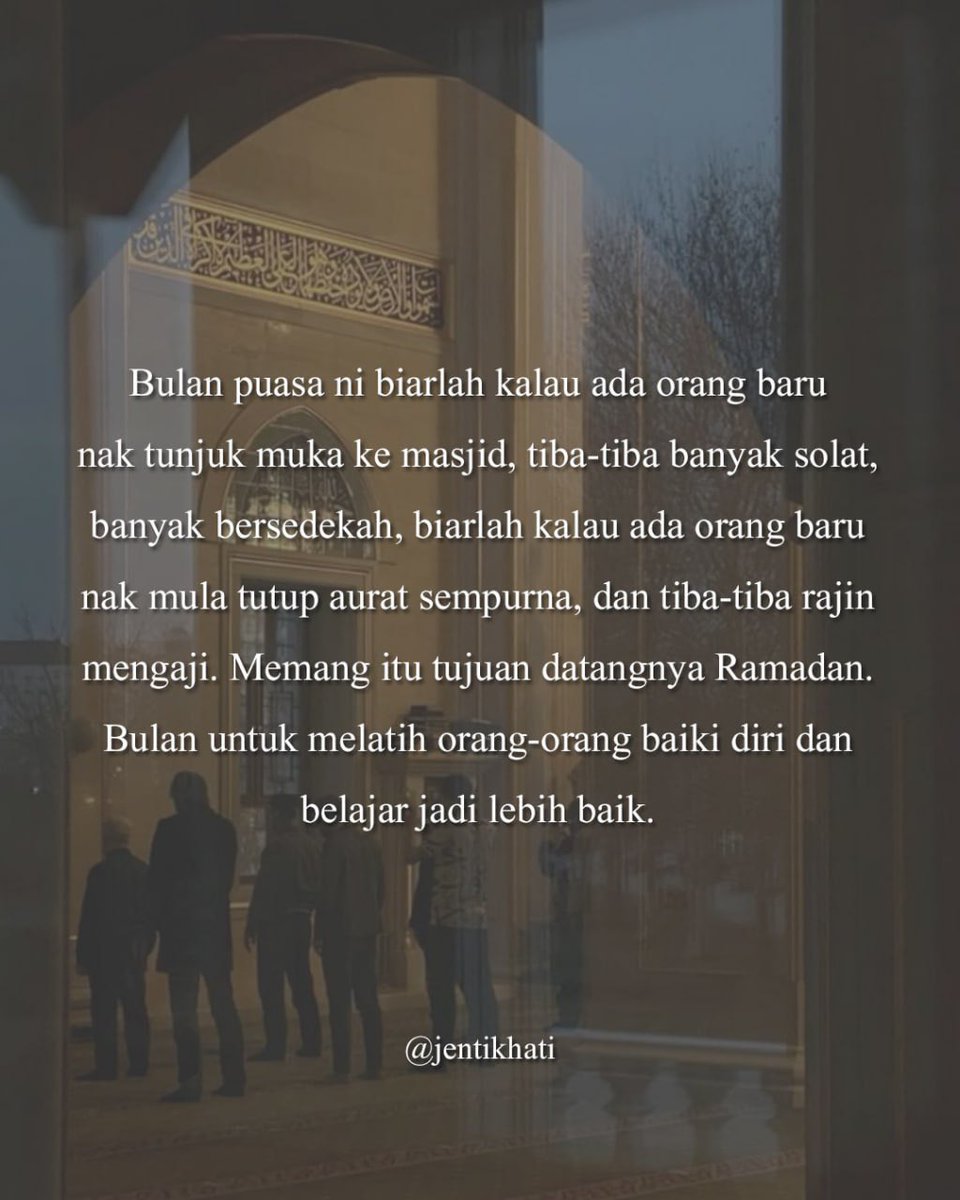 jentikhati's tweet photo. Setiap orang ada aturan hidup mereka masing-masing. Mulakanlah bulan baik ni dengan bersangka baik 😁. Semua orang pun ada perkara yang kita nak baiki dan tambah baik. Doakan yang baik-baiki. ✨🤲🏻 https://t.co/XwLCeoIGdg