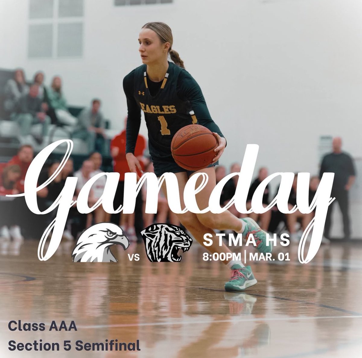 🚨#TGGB Game Day - 5AAA Semifinal 🦅
🏀 vs. <a href="/FridleyGBB/">Fridley Girls Basketball</a> 
⌚️ 8:00pm
📍 St. Michael Albertville HS