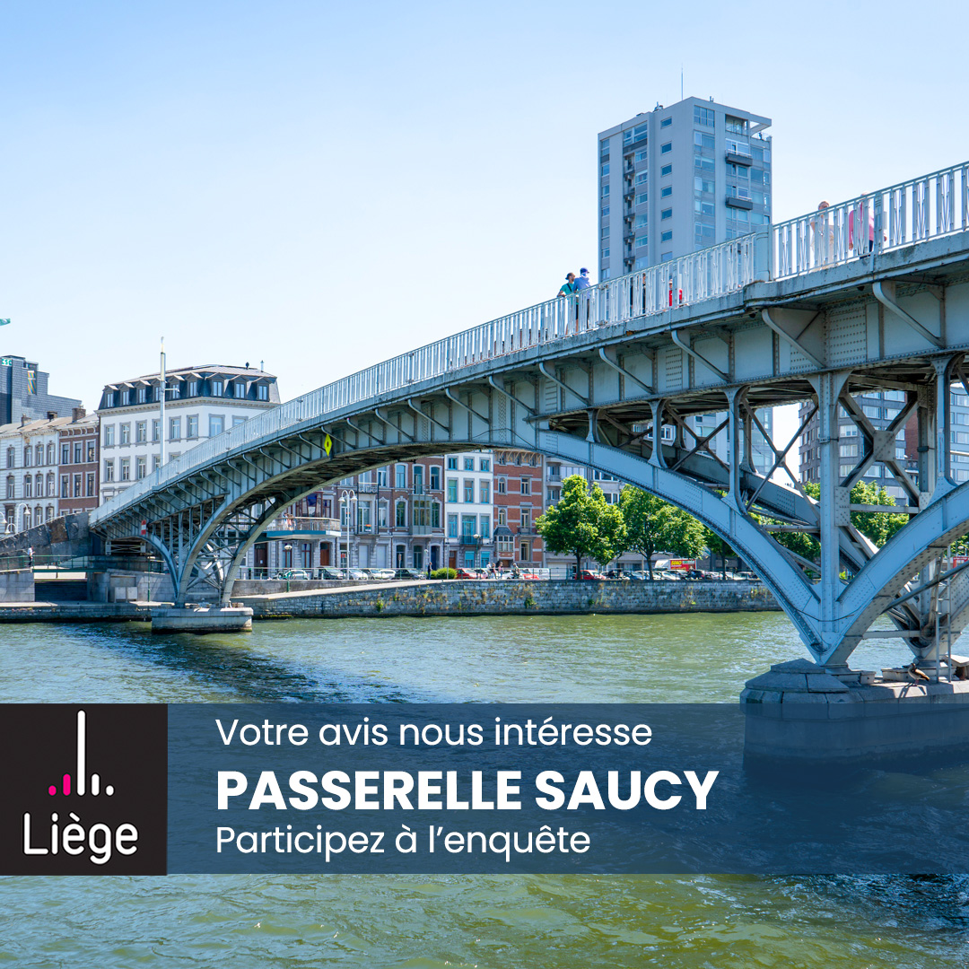 VilledeLiege's tweet image. 📣Votre avis nous intéresse !
Dans le cadre du remplacement de la passerelle Saucy, le Service Public de Wallonie souhaite en savoir plus sur votre utilisation de la passerelle et sur vos attentes.
Participez avant le 15 mars à l'enquête par ici ⤵️
forms.gle/zFtWCnKebjdAZe…