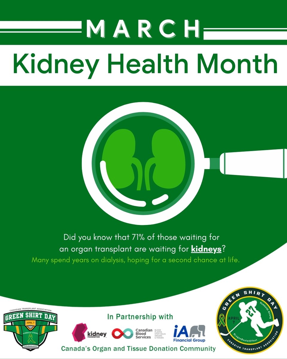 🚨 𝐌𝐚𝐫𝐜𝐡 𝐢𝐬 𝐍𝐚𝐭𝐢𝐨𝐧𝐚𝐥 𝐊𝐢𝐝𝐧𝐞𝐲 𝐇𝐞𝐚𝐥𝐭𝐡 𝐌𝐨𝐧𝐭𝐡! 🚨⁣⁣

Did you know that 71% of those waiting for an organ transplant are waiting for kidneys? Many spend years on dialysis, hoping for a second chance at life.⁣⁣

𝐓𝐡𝐞 𝐊𝐢𝐝𝐧𝐞𝐲