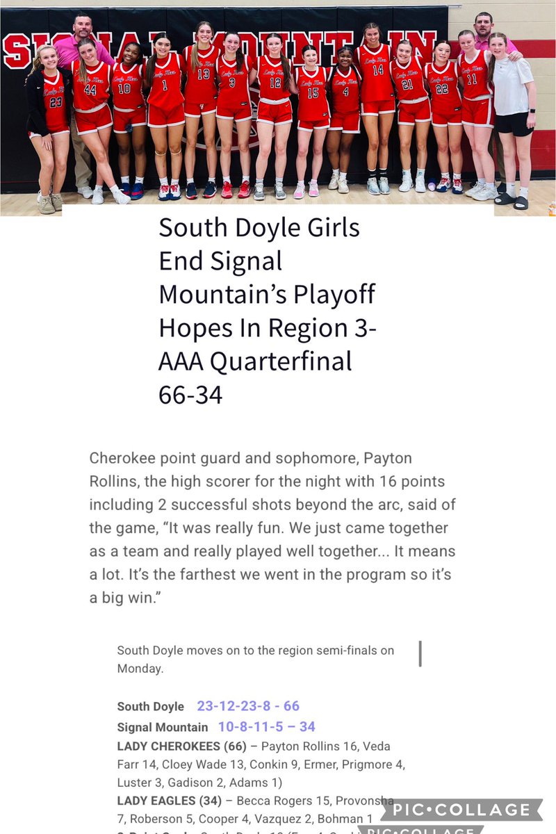 Payton Rollins (@paytonrollins6) on Twitter photo Big win!! Moving on to the region semifinals! 🔥🔥💪 #stillalive <a href="/CoachVez4/">Vez Smith</a> <a href="/TNFlightEYBL/">Tennessee Flight EYBL</a> <a href="/WeWorkHoops/">Christian Simmons</a> <a href="/5StarPreps/">5Star Preps</a> <a href="/prepxtra/">PrepXtra</a> <a href="/PGHTennessee/">Prep Girls Hoops Tennessee</a> <a href="/MeadeHoops/">Amanda Meade</a> <a href="/tbwnextgen/">Brandon Tinnon</a> <a href="/_BlakeDerrick/">Blake Derrick</a> <a href="/WorldExposureWB/">World Exposure Report Women’s Basketball</a> <a href="/talkinghoops23/">TALKING HOOPS</a> <a href="/BCATHOOPS/">BCAT</a> <a href="/OOSSports/">OutOfSightSports🚀™️</a> <a href="/MMBR_CoachGBell/">Major Movez Basketball Review #MMBR</a> <a href="/Get2CollegAth/">Get 2 College Athletics</a> <a href="/SDHcommunity/">South Doyle Community</a> Big win!! Moving on to the region semifinals! 🔥🔥💪 #stillalive <a href="/CoachVez4/">Vez Smith</a> <a href="/TNFlightEYBL/">Tennessee Flight EYBL</a> <a href="/WeWorkHoops/">Christian Simmons</a> <a href="/5StarPreps/">5Star Preps</a> <a href="/prepxtra/">PrepXtra</a> <a href="/PGHTennessee/">Prep Girls Hoops Tennessee</a> <a href="/MeadeHoops/">Amanda Meade</a> <a href="/tbwnextgen/">Brandon Tinnon</a> <a href="/_BlakeDerrick/">Blake Derrick</a> <a href="/WorldExposureWB/">World Exposure Report Women’s Basketball</a> <a href="/talkinghoops23/">TALKING HOOPS</a> <a href="/BCATHOOPS/">BCAT</a> <a href="/OOSSports/">OutOfSightSports🚀™️</a> <a href="/MMBR_CoachGBell/">Major Movez Basketball Review #MMBR</a> <a href="/Get2CollegAth/">Get 2 College Athletics</a> <a href="/SDHcommunity/">South Doyle Community</a>