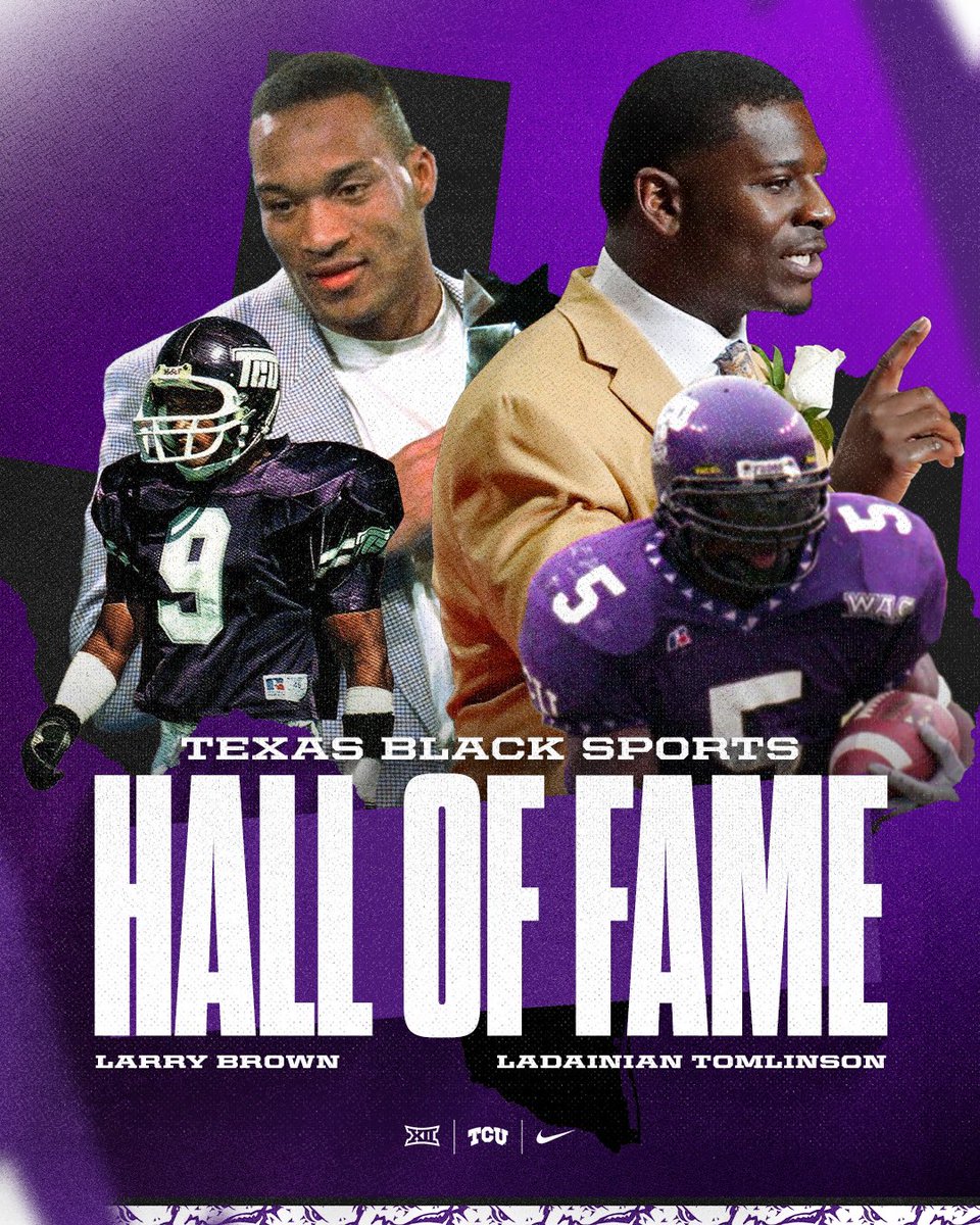 Congratulations to our very own Larry Brown &amp; LaDainian Tomlinson on your inductions today into the Texas Black Sports Hall of Fame! #GoFrogs