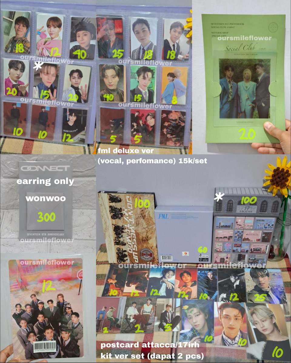 oursmileflower's tweet photo. HELP RT PLEASE🙏🏻
Want to sell in rush photocard seventeen start from 2k
📌Bekasi
⚠️Prefer take all/take minimal 4 pc
⚠️Vidcon by req (for serious buyer only)
⚠️(*) scratch/slight mostly saat aku unbox sudah seperti itu
❌Exc fee adm 🍊
❌STRICTLY NO FOR SENSITIVE BUYERS https://t.co/e6tbisQqIA