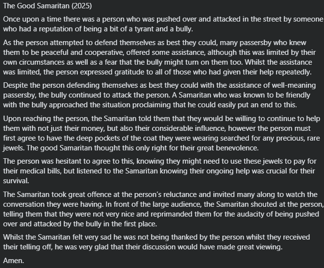 The Good Samaritan: 2025 Edition
Amen