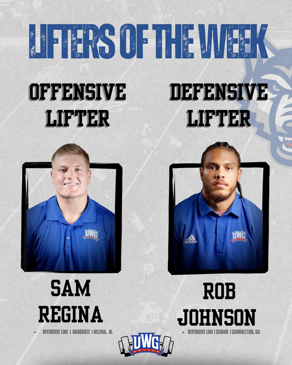 This weeks lifters of the week is Sam Regina and Rob Johnson! These men do a great job bringing high energy to the weight room daily. They are constantly encouraging those around them to meet their potential. Congratulations men!