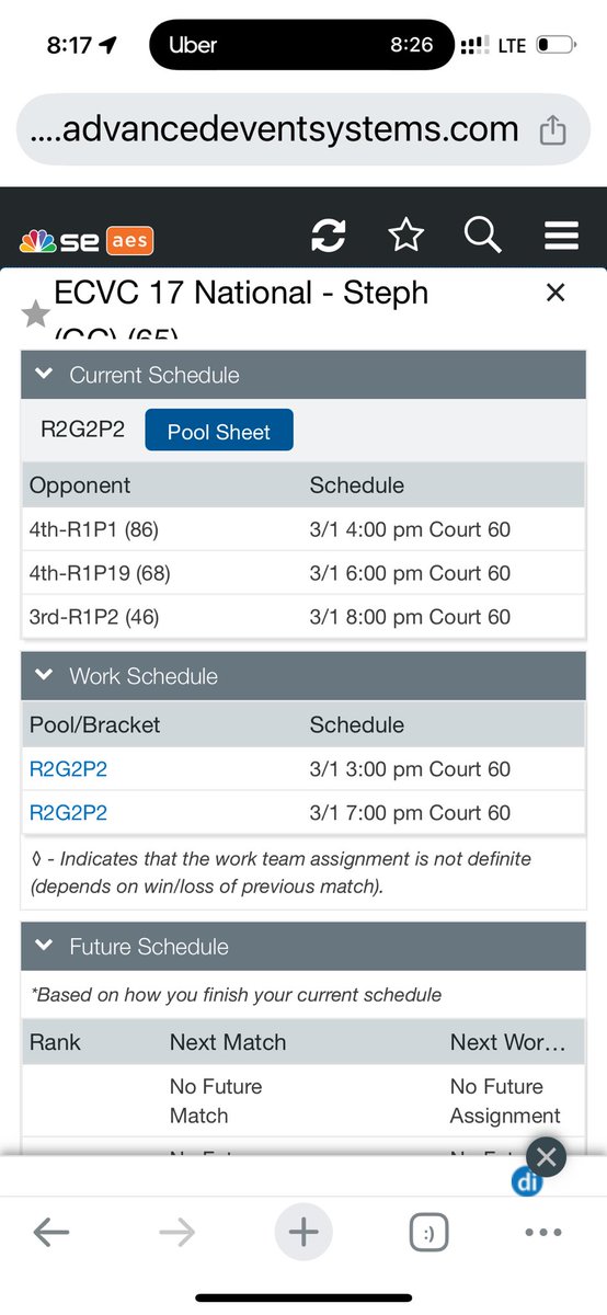 Day two at Sunshine schedule. #ecvc #17national