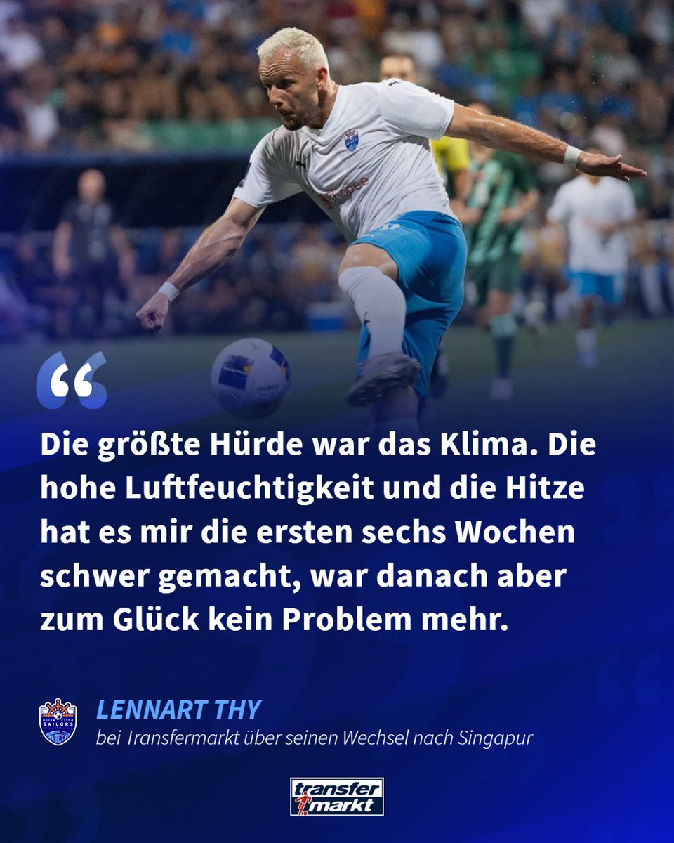 Ex-#Werder- und -#fcsp-Stürmer Lennart Thy spielt seit fast einem Jahr in Singapur - und ist da beim Tabellenführer gerade richtig on fire! 🔥

 <a href="/ringolazo/">Jannek Ringen</a> hat ihm dazu ein paar Fragen gestellt: tm.de/s/Ep75
