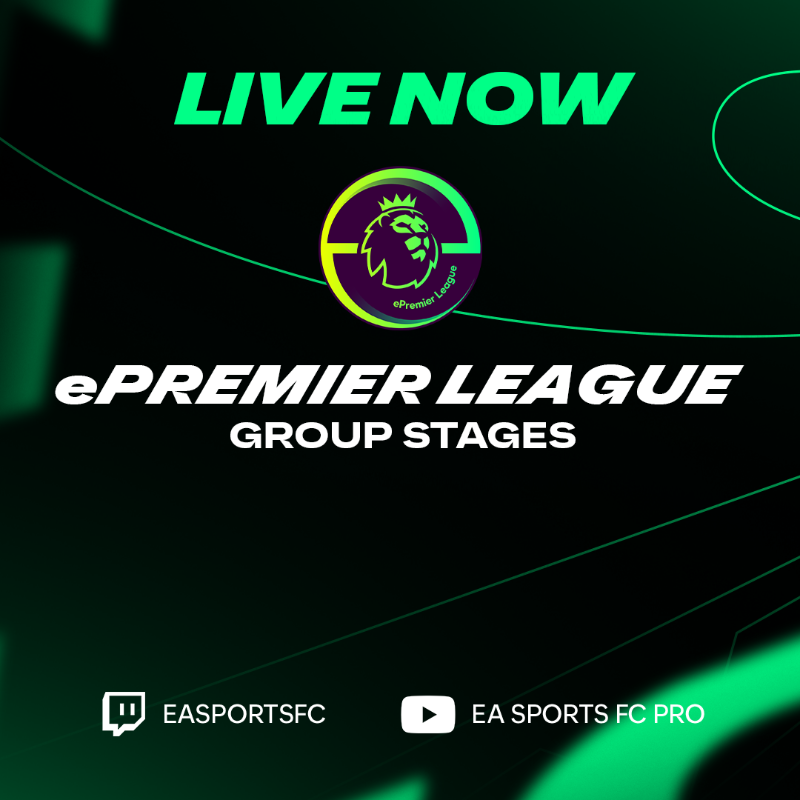 EASPORTSFCPro's tweet photo. Tune in to #ePremierLeague Group Stages LIVE! 📺

#FCPro