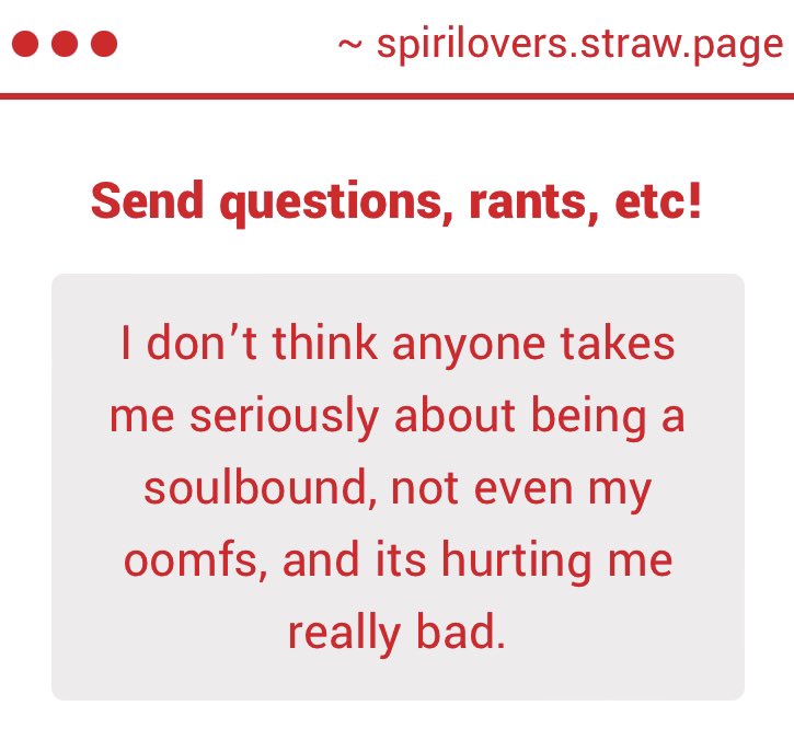 SpiriLovers's tweet image. #spiriluvgimmicks

Hi! Honestly, it can be tough especially with the term being thrown around recently. I suggest posting a reminder to oomfs and putting something as a reminder in your carrd/rentry/strawpage etc. -🧁
