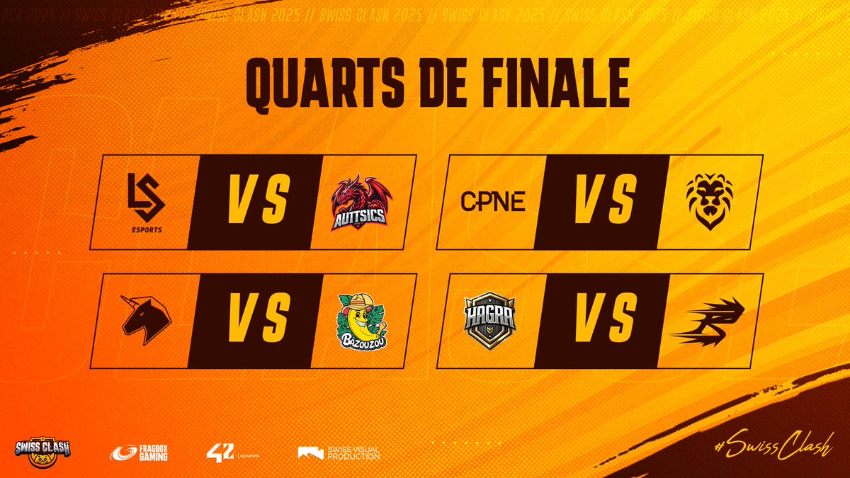 #SwissClash🏆          

Les quarts sont connus ! Retrouvez nous dans quelques minutes pour la première manche sur League of Legends avec <a href="/PHX_MIK/">PHX | Mik</a> et <a href="/FBX_Niwiky/">Niwiky 🇨🇭</a> !

 twitch.tv/fragboxgaming 

#WeAreOneFBX