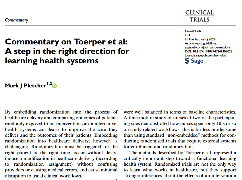 Colin Begg (@colinbbegg) on Twitter photo Mark Pletcher provides a commentary on the Toerper article and asserts that the methods represent a critically important step toward a functional learning health system. <a href="/UCSF_Epibiostat/">UCSF Epidemiology & Biostatistics</a> <a href="/UCSFMedicine/">UCSF School of Medicine</a> <a href="/SCTorg/">SCTorg</a> Mark Pletcher provides a commentary on the Toerper article and asserts that the methods represent a critically important step toward a functional learning health system. <a href="/UCSF_Epibiostat/">UCSF Epidemiology & Biostatistics</a> <a href="/UCSFMedicine/">UCSF School of Medicine</a> <a href="/SCTorg/">SCTorg</a>