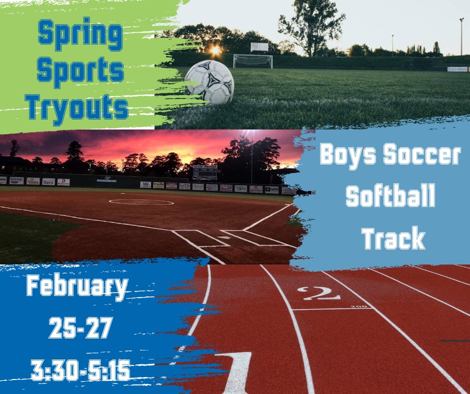 Interested in spring sports? Boys soccer, softball, and boys and girls track! Tryouts are coming up quick! February 25-27, 3:30 - 5:15. Athletes must have a WCPSS physical on DragonflyMax.com
