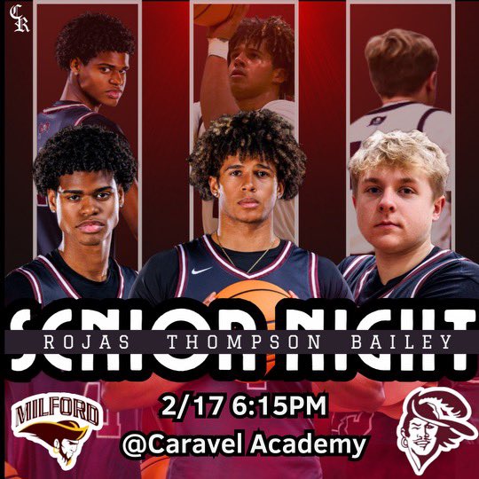It’s crunch time as the 12-6 Caravel boys welcome in fellow bubble-team 11-7 Milford. Tip time is 6:15 as we honor our seniors! #delhs graphic compliments of @Carson_Rosso