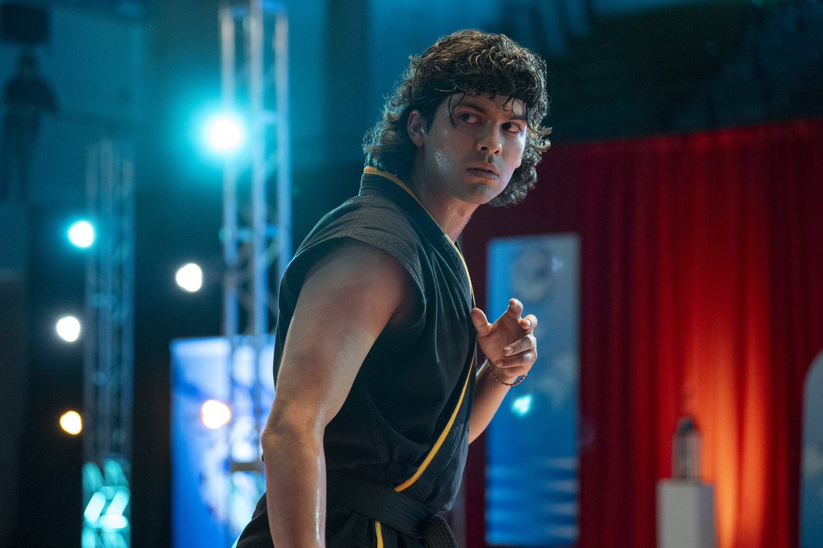 jonhurwitz's tweet photo. Miguel in the black gi hits harder. #CobraKai #netflix  #BehindTheScenes https://t.co/l7dqNHSlls