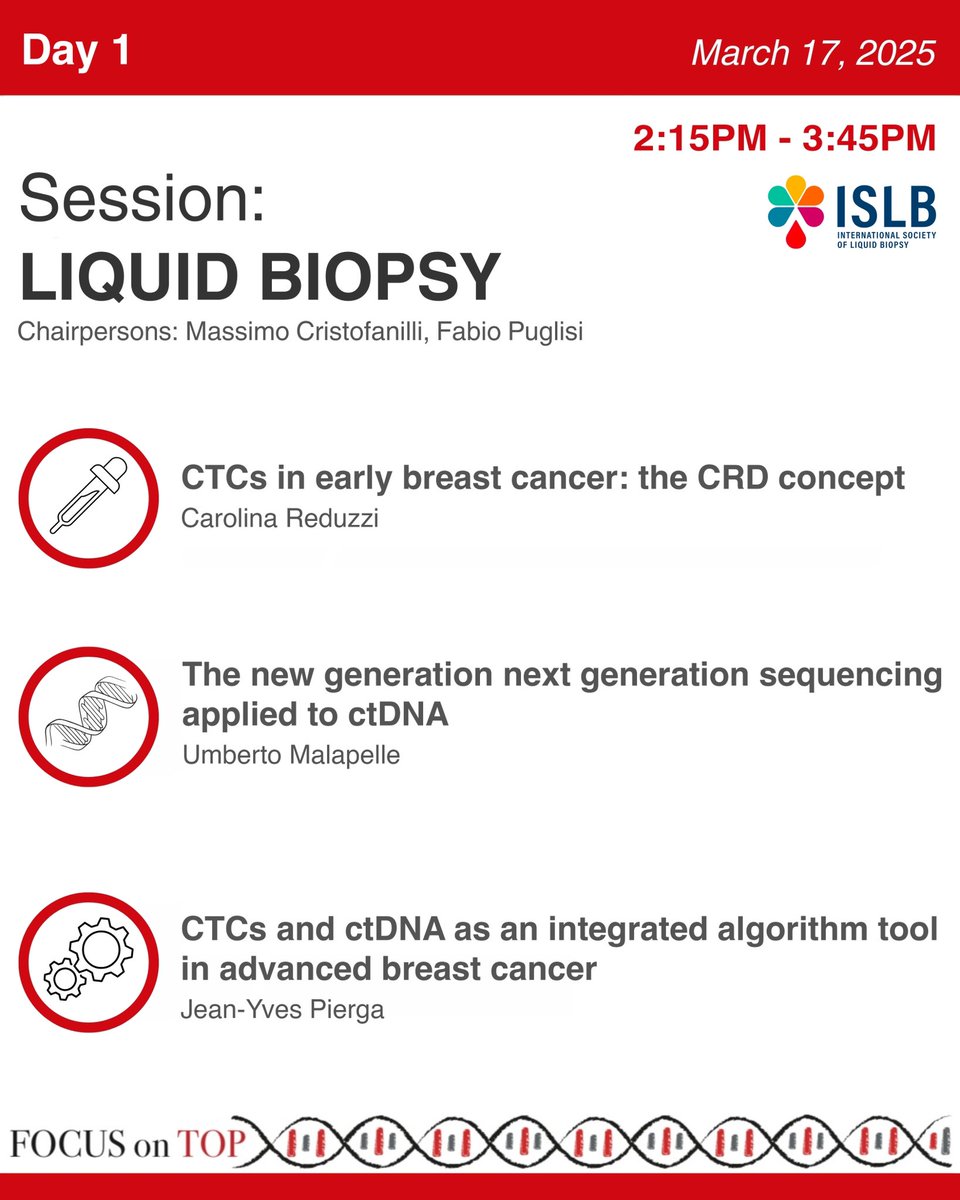 LiquidBioGroup's tweet image. 🔬 Exciting Liquid Biopsy session under the patronage of the International Society of Liquid Biopsy

📍 View the full program and register here: focusontop.it

#FocusOnTop #LiquidBiopsy #CTCs #ctDNA #PrecisionOncology #FTOP25 #BreastCancer @isliquidbiopsy