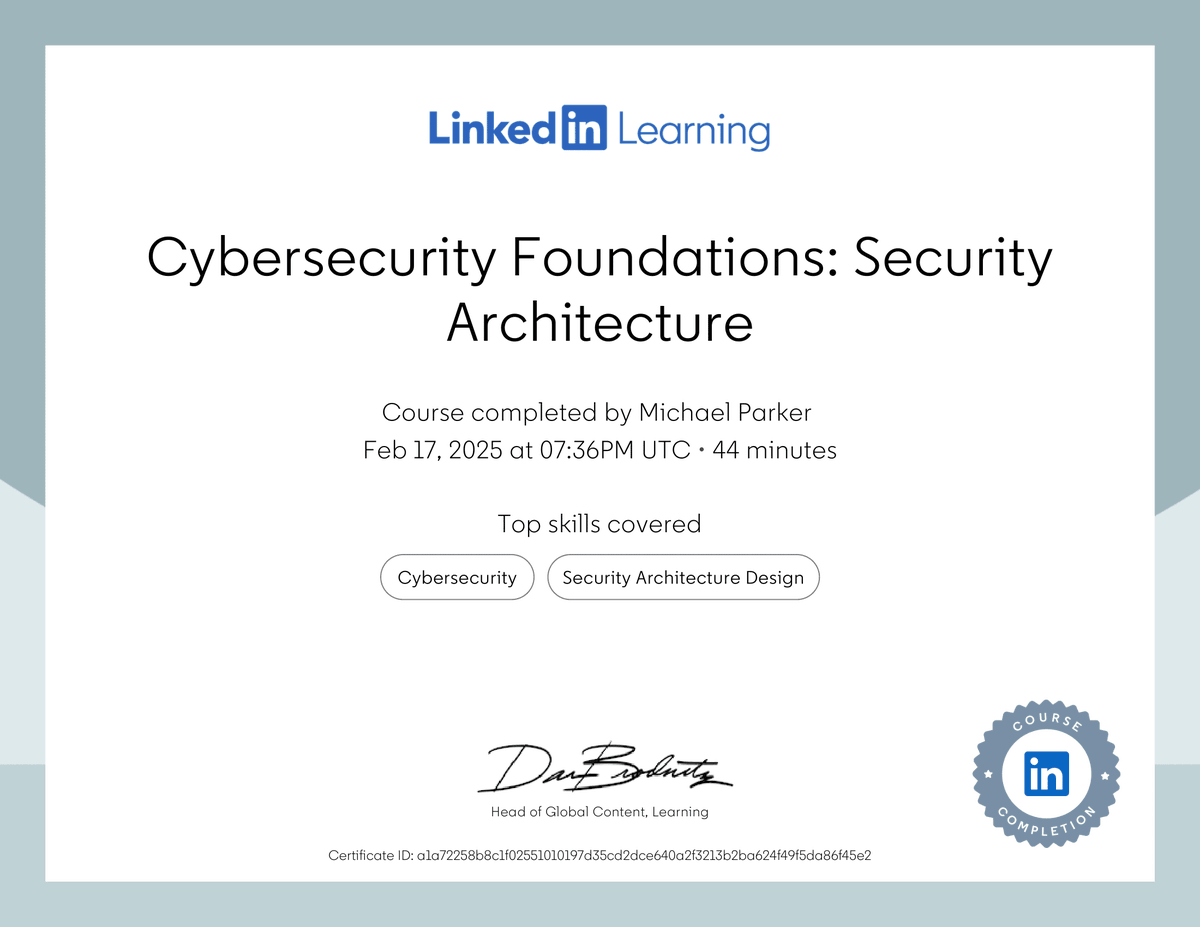 Cybersecurity Foundations: Security
Architecture