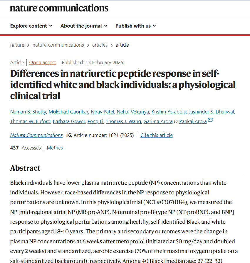 UAB CardioVascular Research (@uab_cctrp) on Twitter photo 🔬 New Research Alert! Published in <a href="/NatureComms/">Nature Communications</a>:
Shaping Precision Medicine in Cardiology - Our clinical trial (NCT#03070184) explores how natriuretic peptides (NPs)—key cardiometabolic hormones—respond to exercise & metoprolol
💡 Key Findings: Using humans as model systems 🔬 New Research Alert! Published in <a href="/NatureComms/">Nature Communications</a>:
Shaping Precision Medicine in Cardiology - Our clinical trial (NCT#03070184) explores how natriuretic peptides (NPs)—key cardiometabolic hormones—respond to exercise & metoprolol
đź’ˇ Key Findings: Using humans as model systems