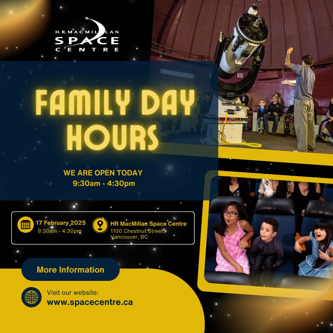 It's #FamilyDay2025 and we are open from 9:30am - 🌟 Family Day Fun at #Vanier Park #kitsilano #Sen̓áḵw 🌟

Looking for the perfect way to spend Family Day? 
We’ve got you covered!

🍔🌮 Food Trucks On-Site:

✨ Tacofino – Tacos with a twist
✨ White Spot – Legendary burgers &amp;