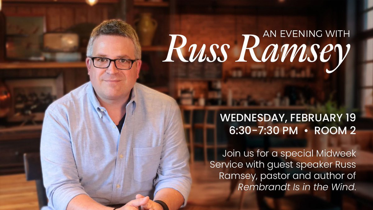 First Baptist Church at The Fields (@first_fields) on Twitter photo Join us this Wednesday for a special midweek service: an evening with pastor and author <a href="/russramsey/">Russ Ramsey 🫀</a>. His books will be available for purchase. You won’t want to miss this event!
#FirstFieldsFamily #RussRamsey #RembrandtInTheWind Join us this Wednesday for a special midweek service: an evening with pastor and author <a href="/russramsey/">Russ Ramsey 🫀</a>. His books will be available for purchase. You won’t want to miss this event!
#FirstFieldsFamily #RussRamsey #RembrandtInTheWind
